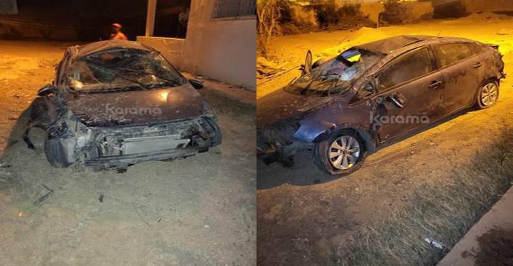 سيدي بوزيد : عامل بمحطة لغسيل السيارات يستعمل سيارة حريف و يتعرض لحادث مرور